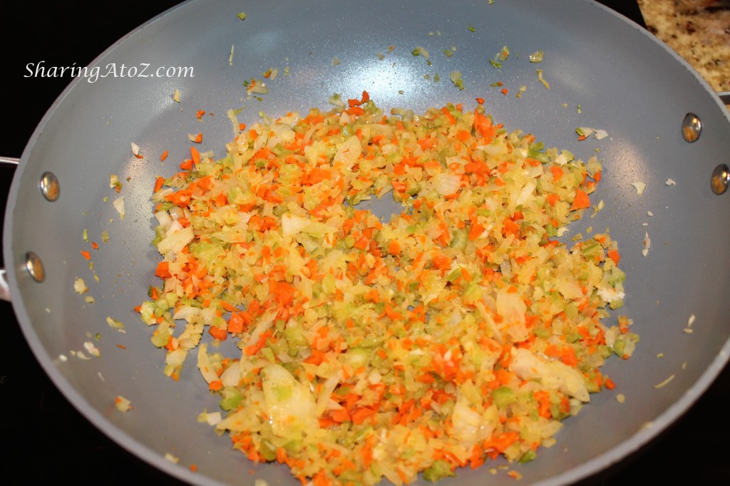 Stuffing carrots, onion, celery