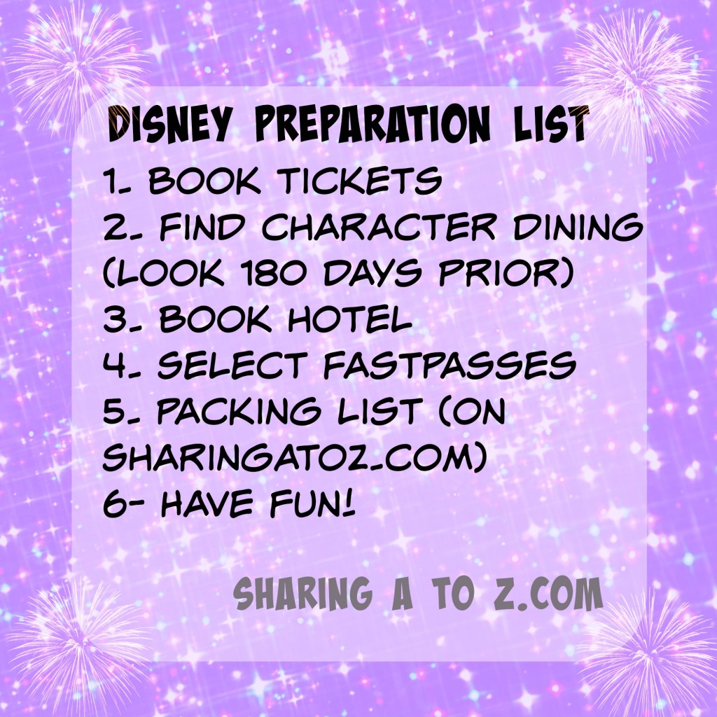 Disney preparation list